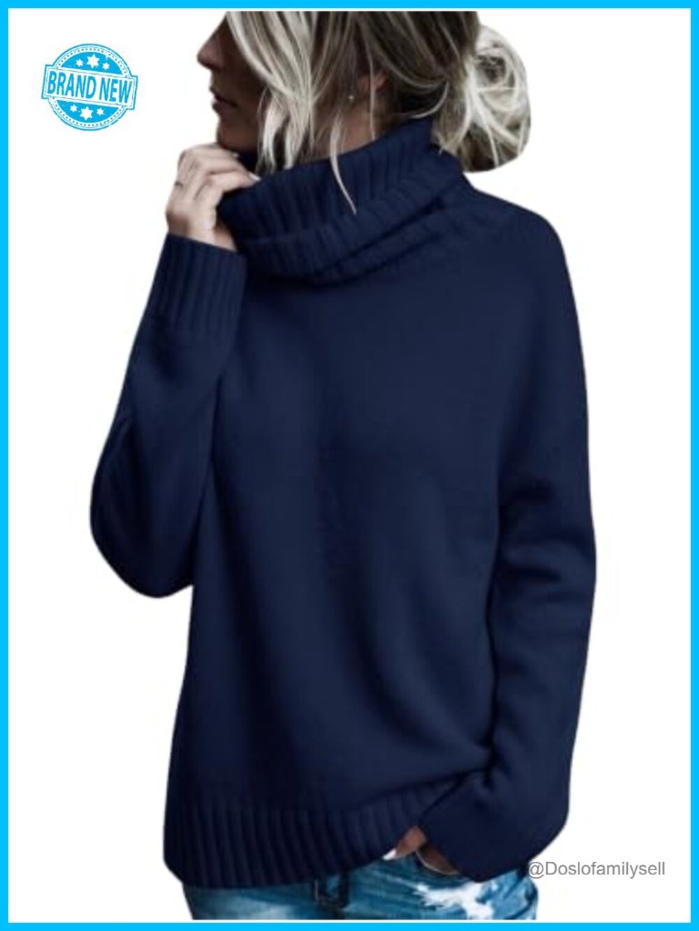 Oversized Turtleneck Pullover Sweater Cable Knit Tops